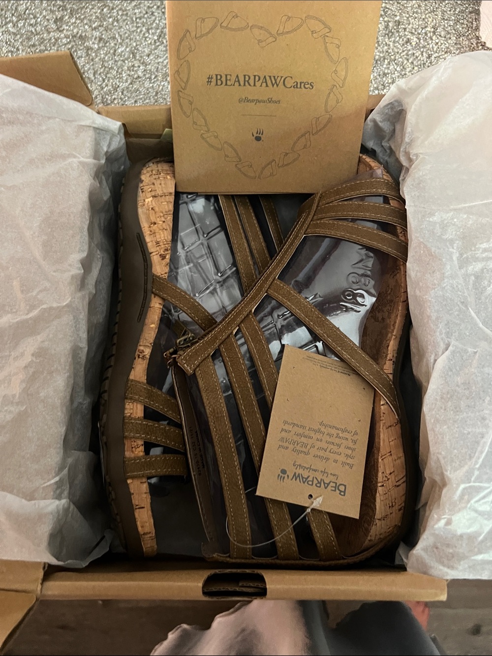 Bearpaw Womans Brown Cork-Trim Sandals